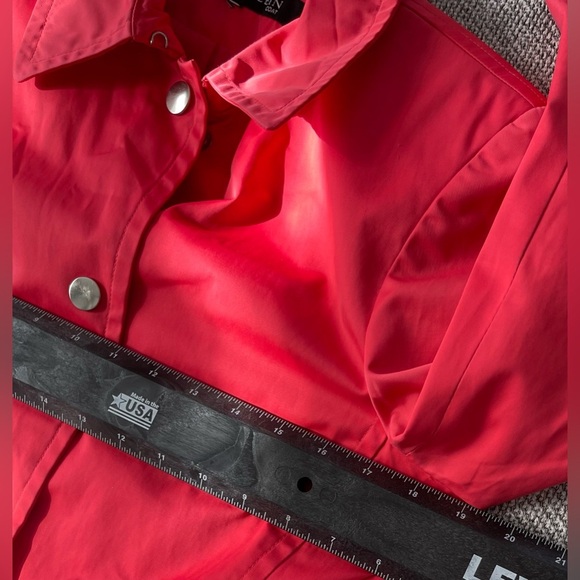 Anne Klein Red Trench Coat Lightweight Design - Picture 10 of 16